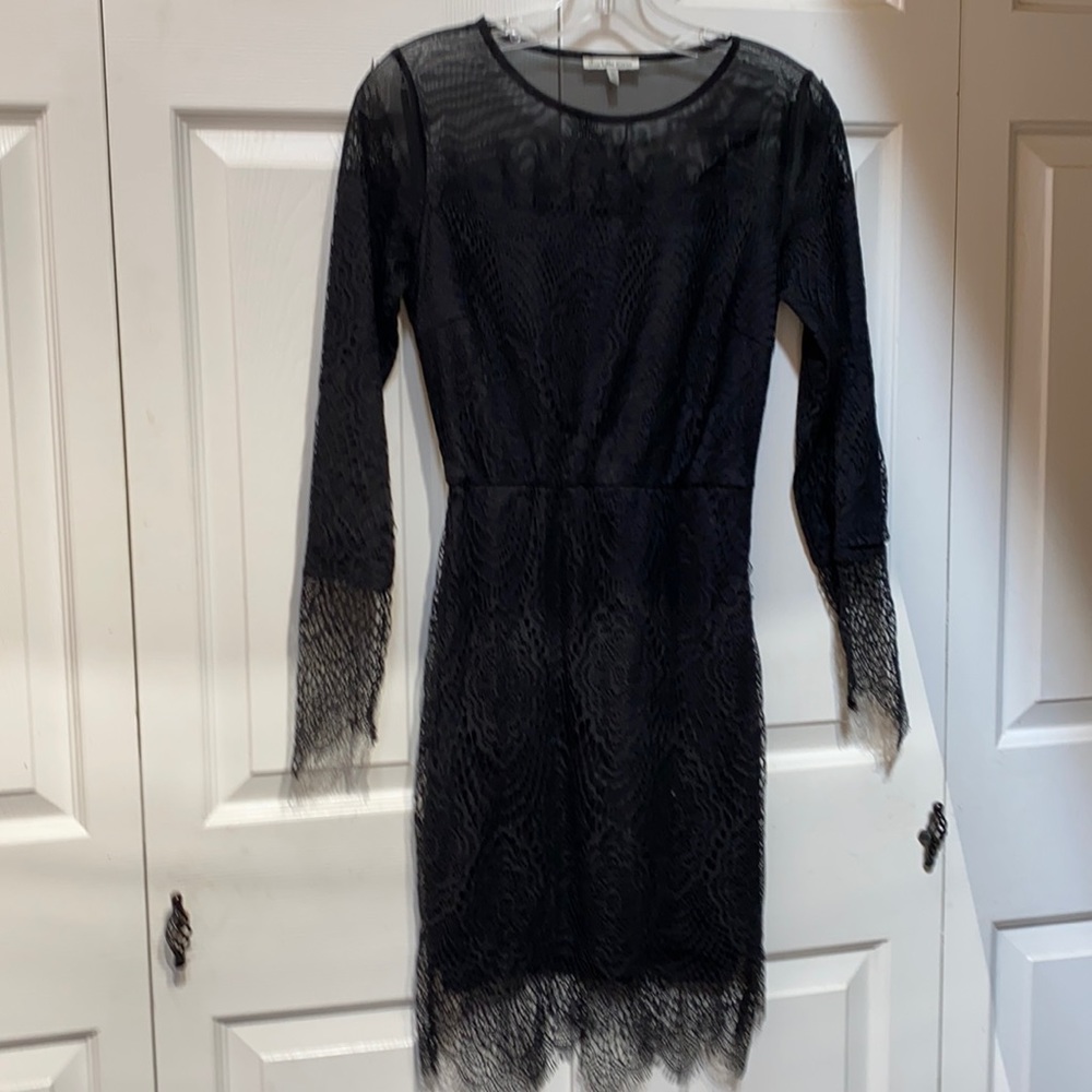 Black Lace Sheer Detail Dress-Morticia maybe?